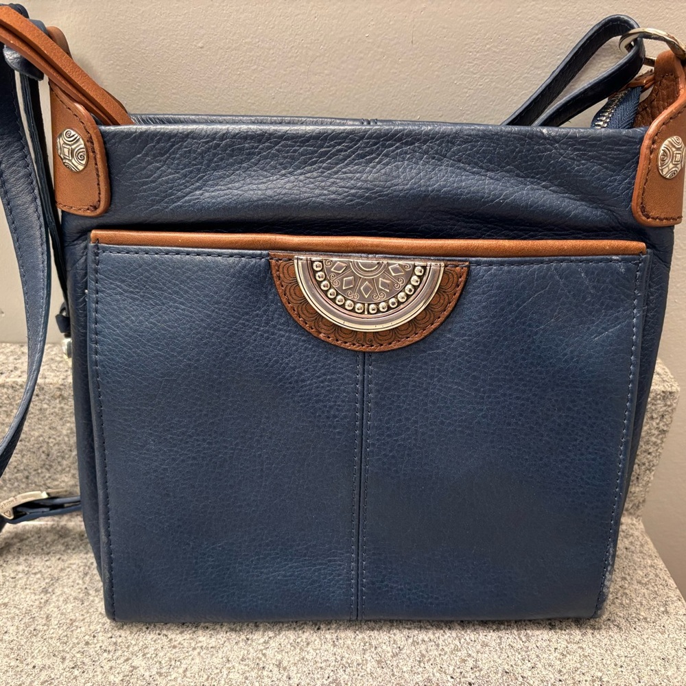 Brighton Blue and Brown Leather Organizer Purse
